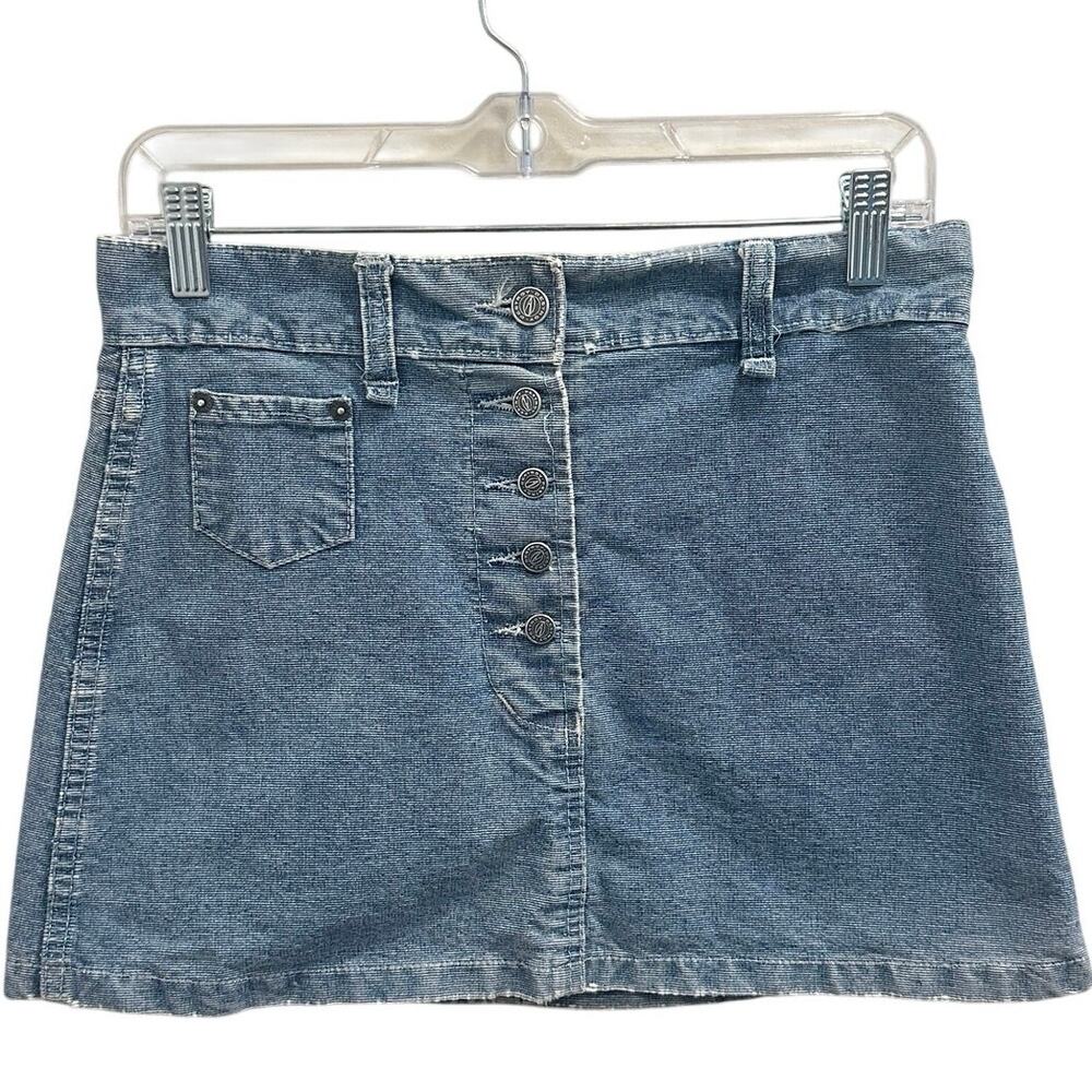 Destroy John Richmond Vtg Y2K Slub Denim Button Front Grunge Punk Mini Skirt‎ 6